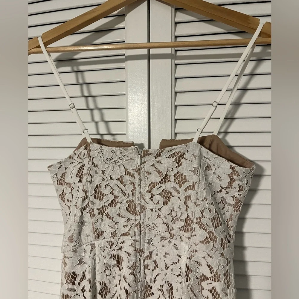 Lulu's White Lace Dress with Nude Lining - Picture 7 of 12